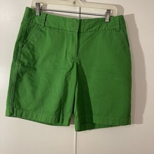 J. Crew factory Chino "Broken In" Women's Hunter Green Flat front Shorts Size 10